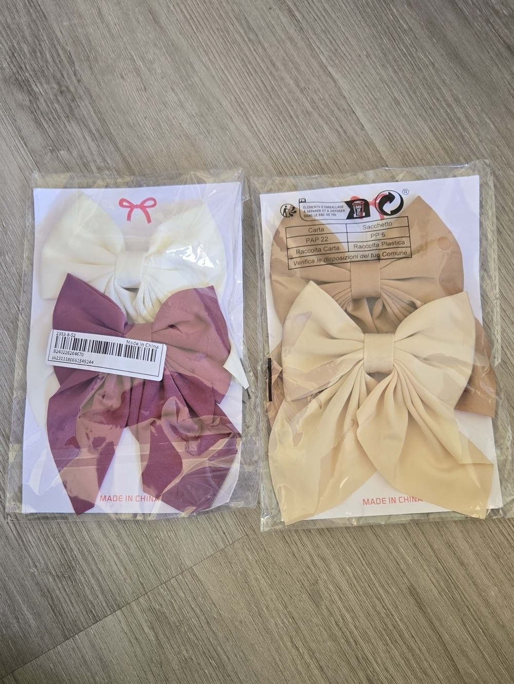 Large Bow Hair Clips - Cream, Mauve, White